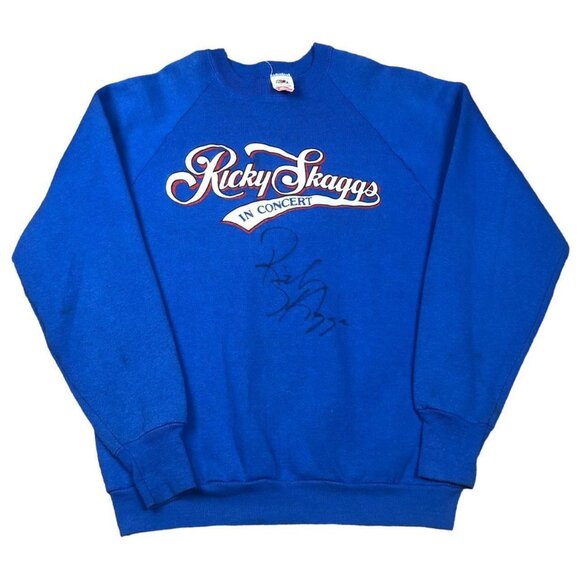 Vintage 90s Ricky Skaggs In‎ Concert Autographed Sweatshirt Adult Size Large - Picture 1 of 7